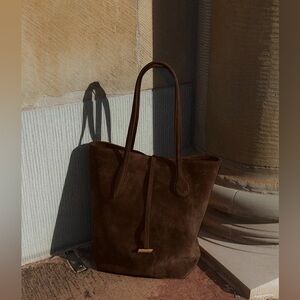 Little Liffner Tall Sprout Tote Dark Brown Suede